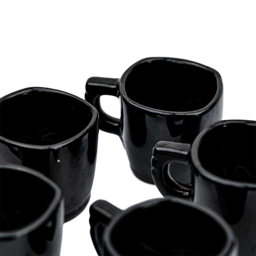Frankoma Black Gloss Teapot Set – Sculptural Mid‑Century Accent