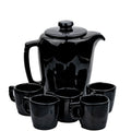 Frankoma Black Gloss Teapot Set – Sculptural Mid‑Century Accent