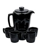 Frankoma Teekanne Set, Schwarz Glänzend — Teekanne 5T + 5 Mokkatassen
