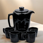 Frankoma Teekanne Set, Schwarz Glänzend — Teekanne 5T + 5 Mokkatassen