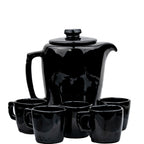 Frankoma Teekanne Set, Schwarz Glänzend — Teekanne 5T + 5 Mokkatassen