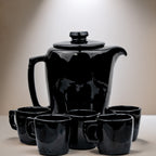 Frankoma Teekanne Set, Schwarz Glänzend — Teekanne 5T + 5 Mokkatassen