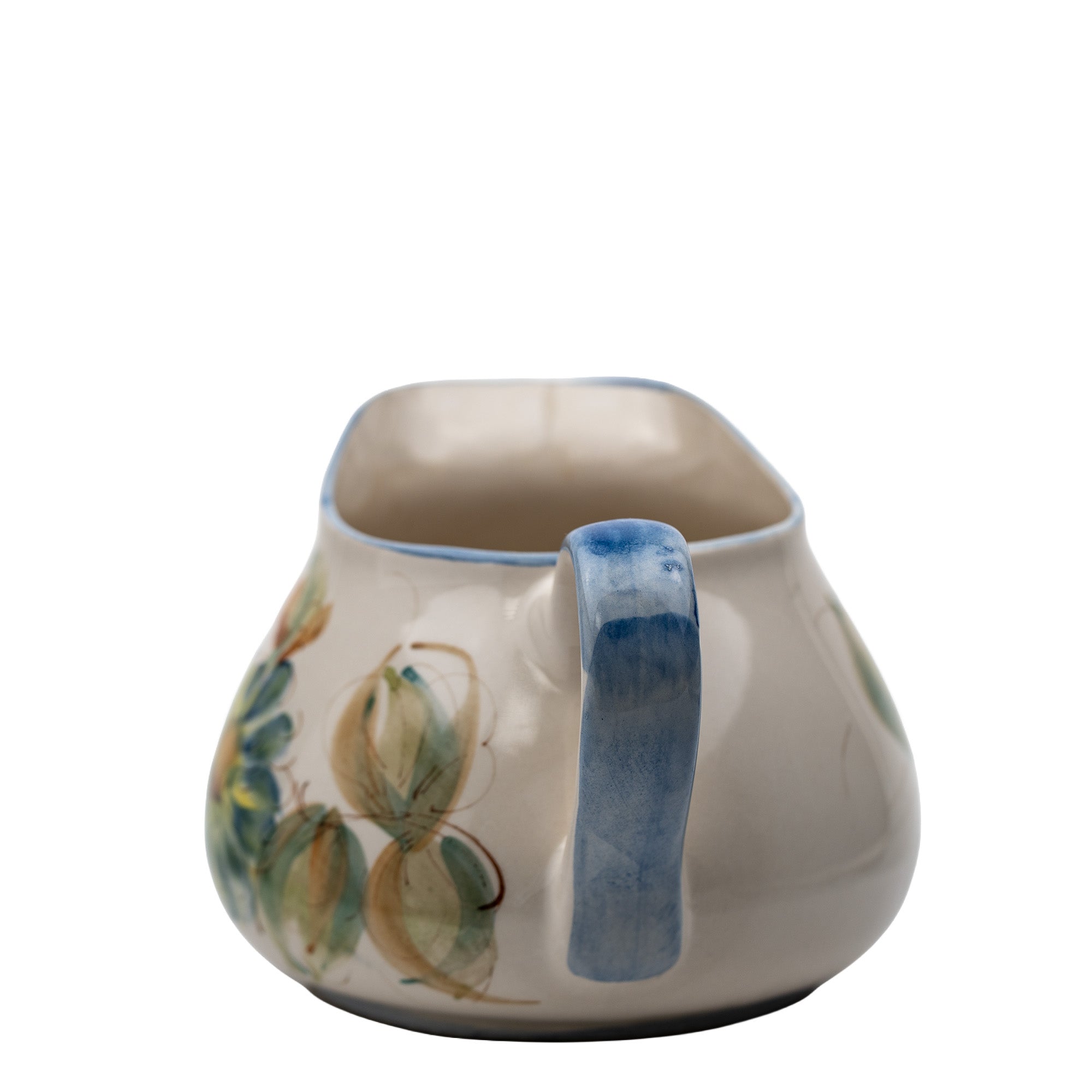 Secla Portugal Floral Pitcher – Hand‑Painted Squat Ceramic Accent