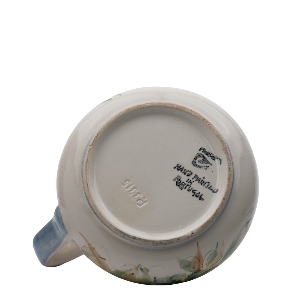 Secla Portugal Floral Pitcher – Hand‑Painted Squat Ceramic Accent