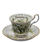 Royal Albert Teetasse und Untertasse „January Snowdrops“ — Montrose