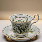Royal Albert Teetasse und Untertasse „January Snowdrops“ — Montrose