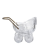Lead Crystal Baby Carriage - Brass Handle Accent