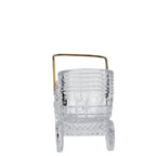 Lead Crystal Baby Carriage - Brass Handle Accent