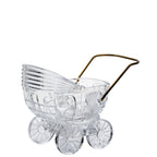 Lead Crystal Baby Carriage - Brass Handle Accent