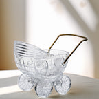 Lead Crystal Baby Carriage - Brass Handle Accent