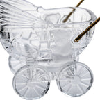 Lead Crystal Baby Carriage - Brass Handle Accent