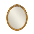 Gold Carved Wood Oval Mirror - Ornate Top Crest