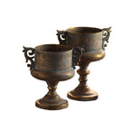 Embossed Gold Urn Planter - Decorative Handles