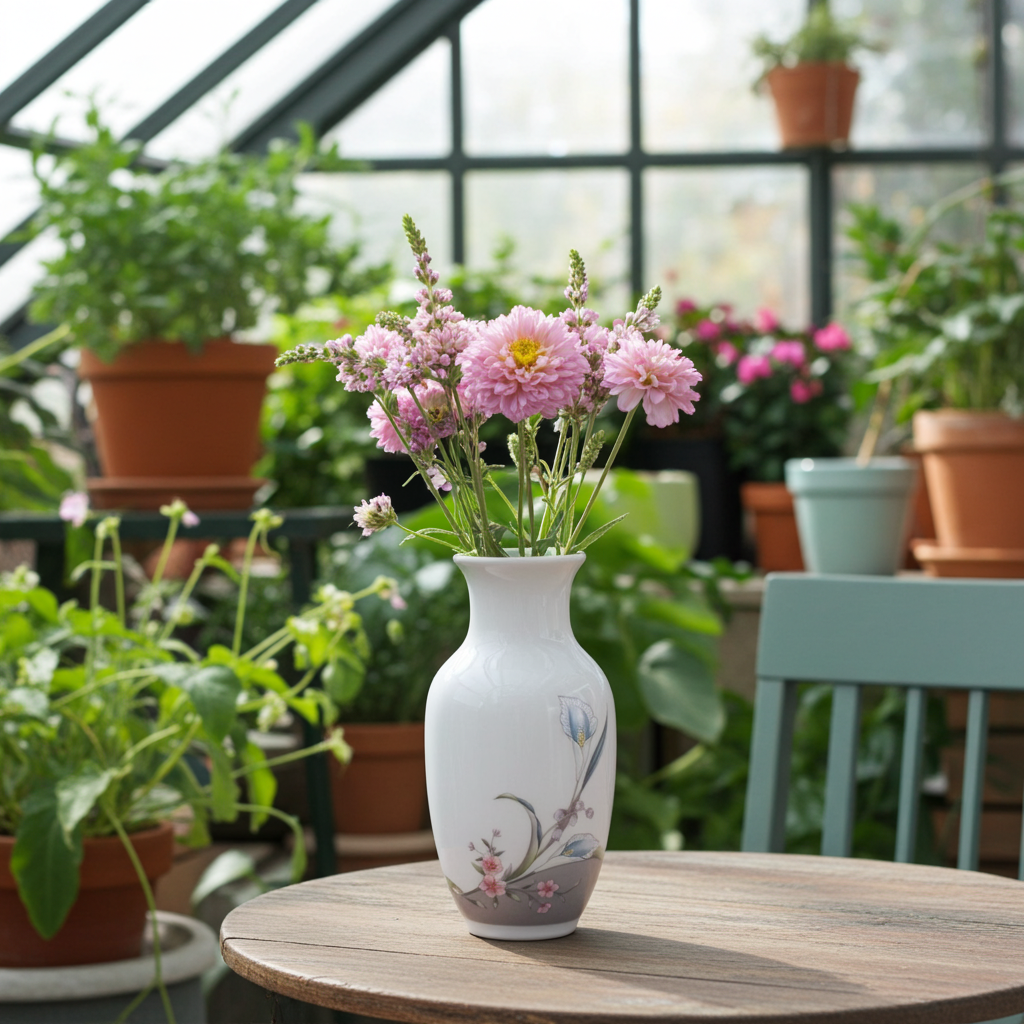 Russ Berrie Porcelain Bud Vase #5008 — 5" Urn‑Style