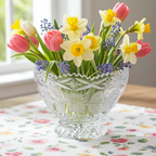 Lead Crystal Footed Bowl – Etched Floral Accent