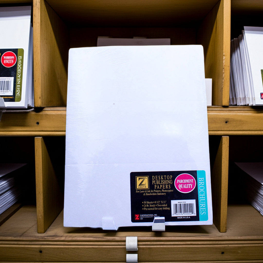 Parchment Brochure Paper 24lb, Pre‑Scored, White, 50 Sheets