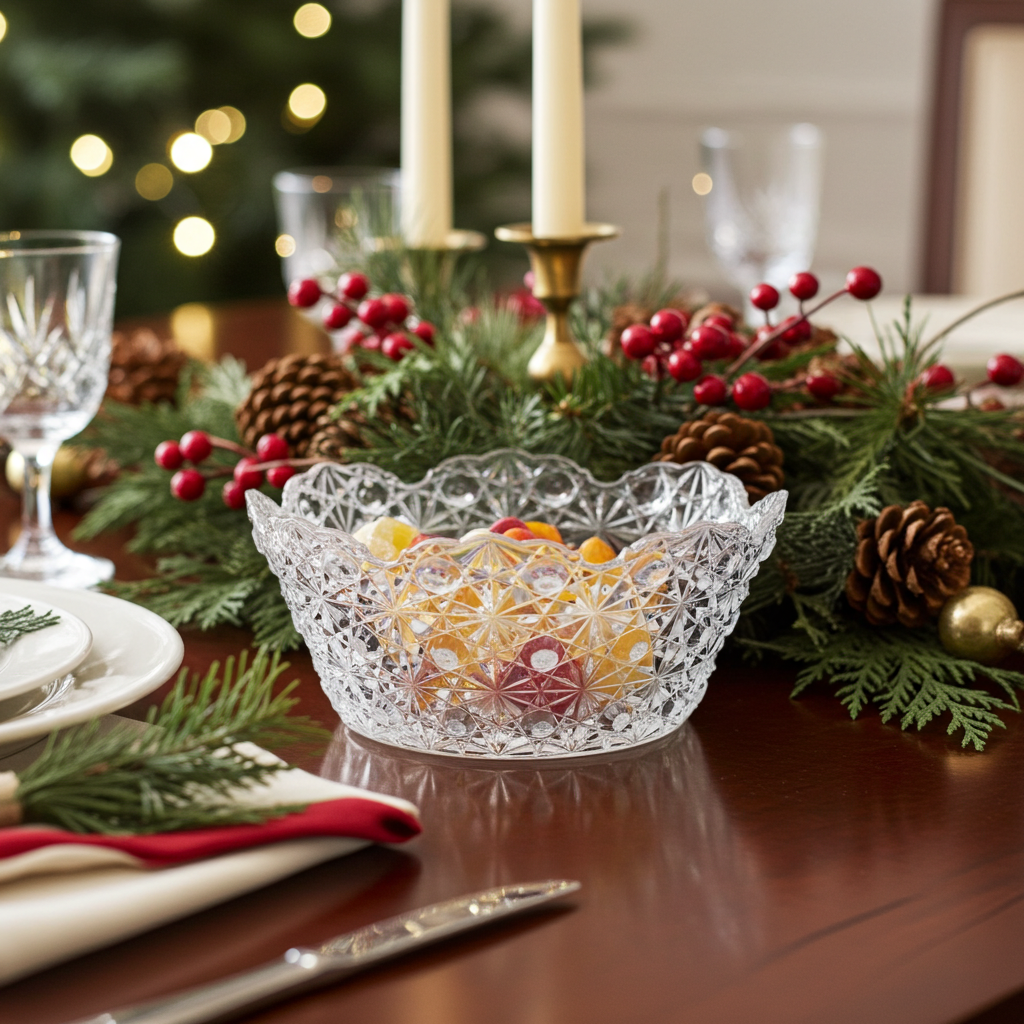 Doyle & Company No. 300 Daisy & Button Bowl - Scalloped Starburst Glass