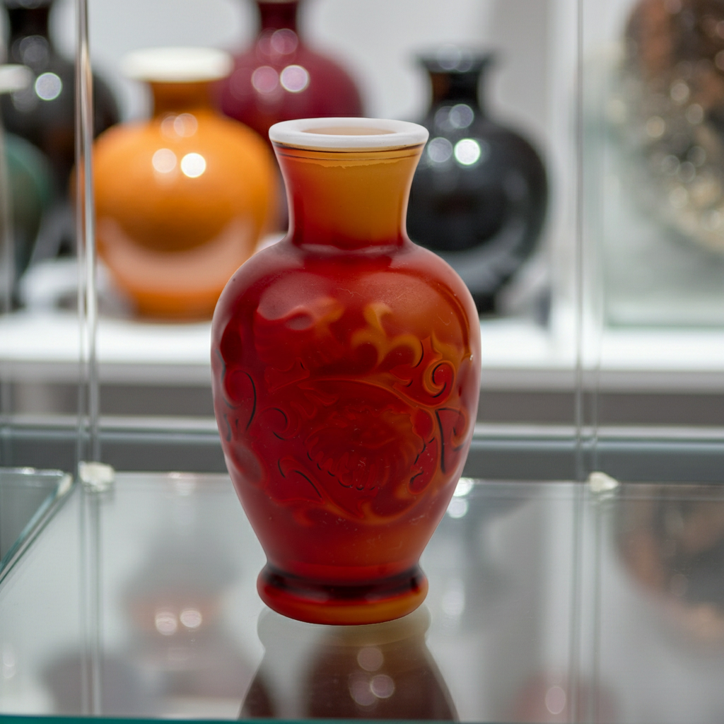 Avon Spring Bouquet Fragranced Vase - Oriental Red Cased Glass