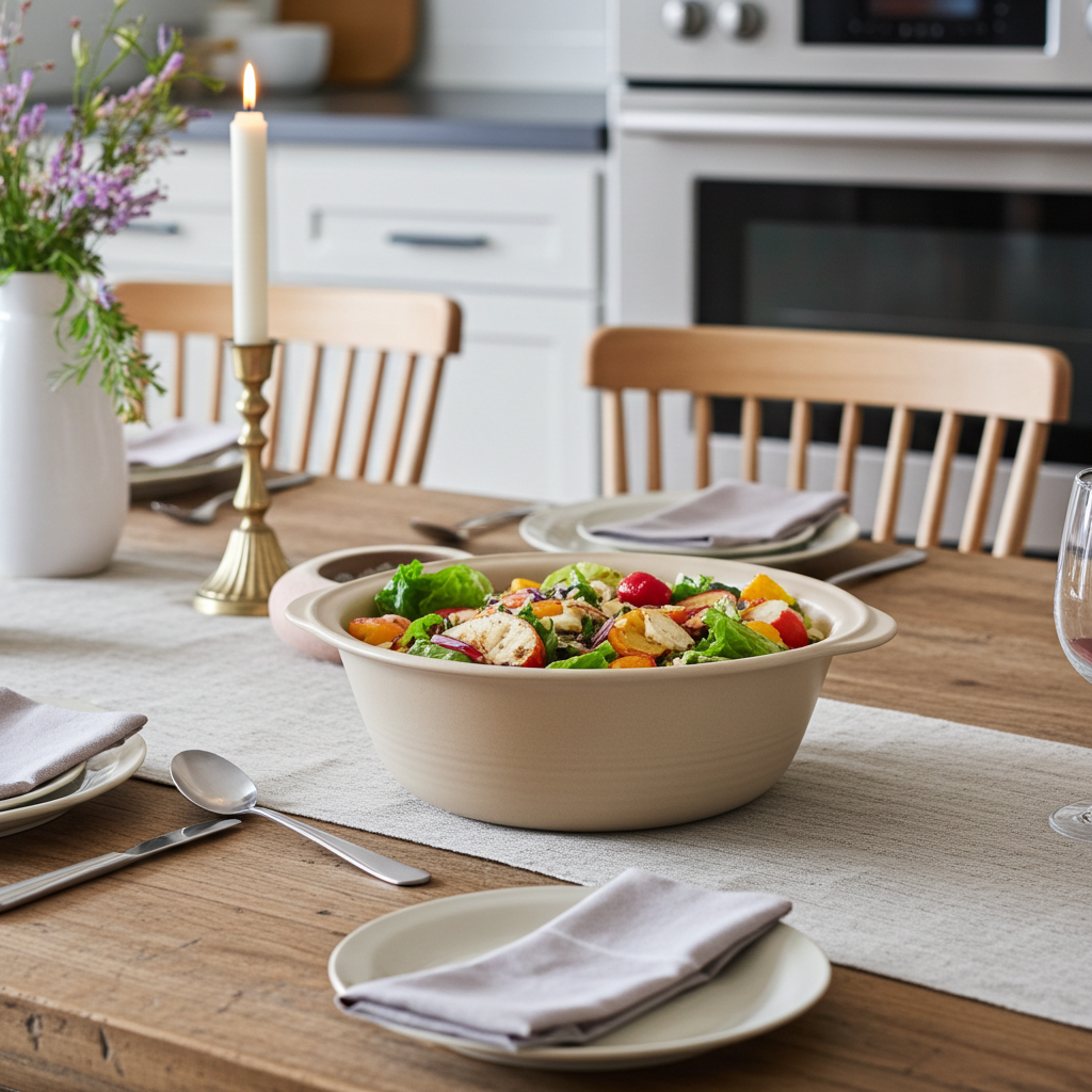 Pampered Chef Family Heritage Stoneware Baking Bowl - With Handles