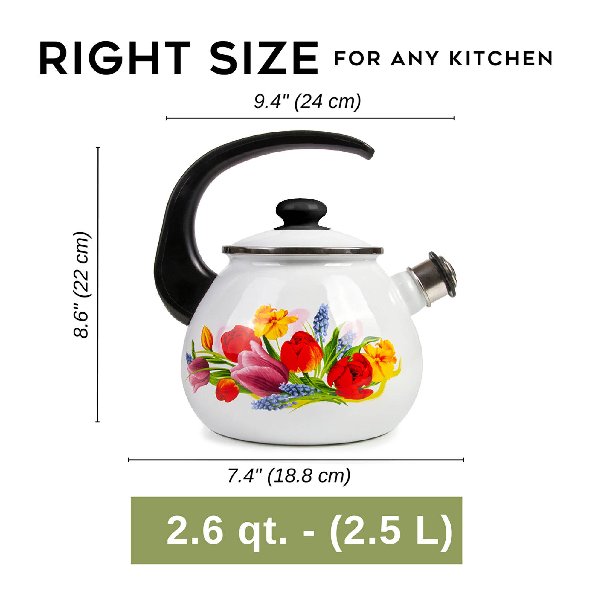 Enamel Kettle with Whistle Spring – Durable Heat‑Holding Stovetop Classic