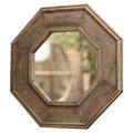 Octagonal Recycled Pine Wall Mirror - Carved Scroll Edge