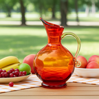 Rainbow Glass Amberina Pitcher – Red‑to‑Orange Hand‑Blown Art Glass