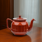 Hall China Teapot - Chinese‑Red Ribbed