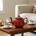 Hall China Teapot - Chinese‑Red Ribbed
