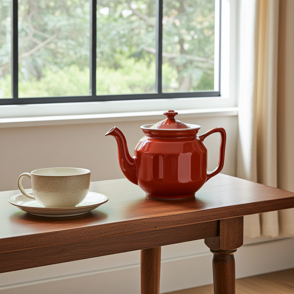 Hall China Teapot - Chinese‑Red Ribbed