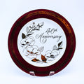 Porcelain 40th Anniversary Commemorative Plate — Ruby Border & Gold Roses