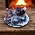 Miniatur-Weihnachtszug-Teeset – Winziges Urlaubs-Sammelstück aus Polyresin