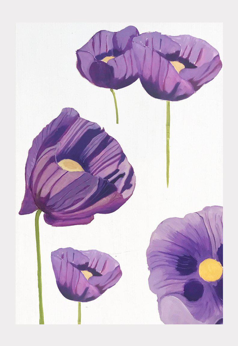 Art Print:  Purple Poppies on Snow