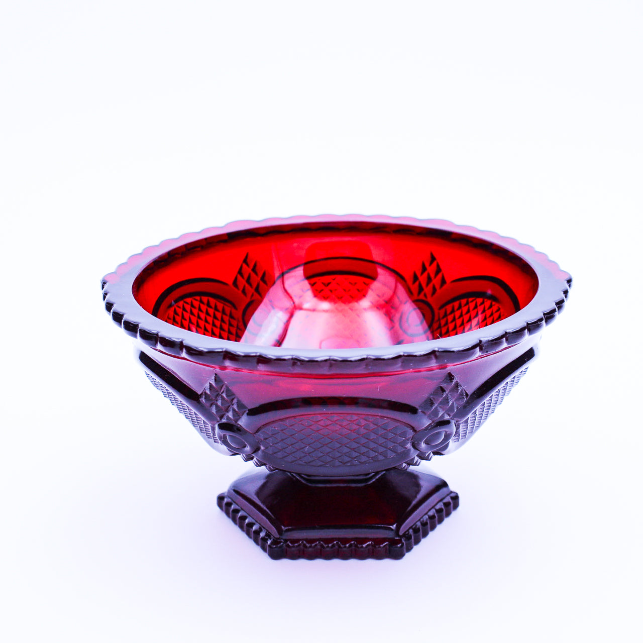 Avon 1876 Cape Cod Ruby Red Pedestal Candy Dish