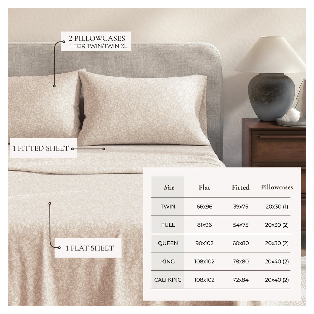 Parure de draps en flanelle de coton turc - Collection florale d'hiver