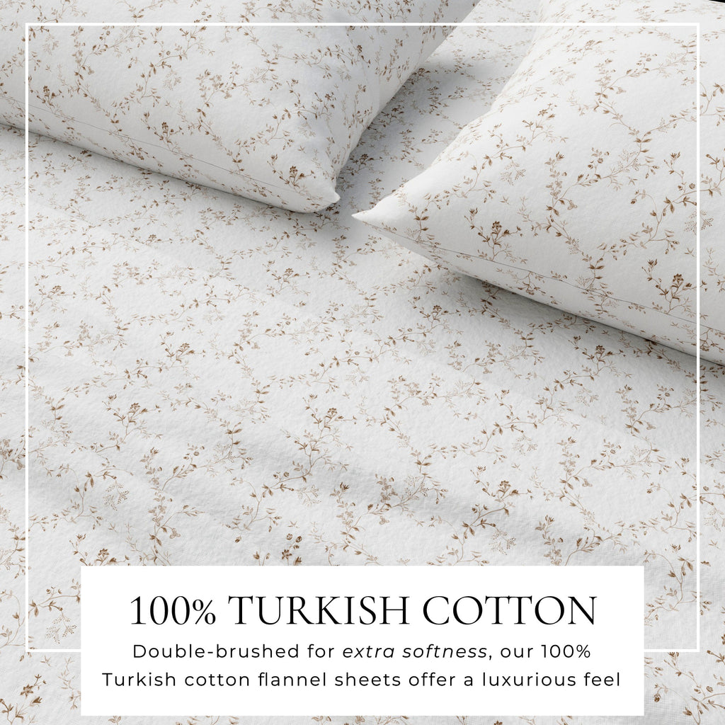 Parure de draps en flanelle de coton turc - Collection florale d'hiver