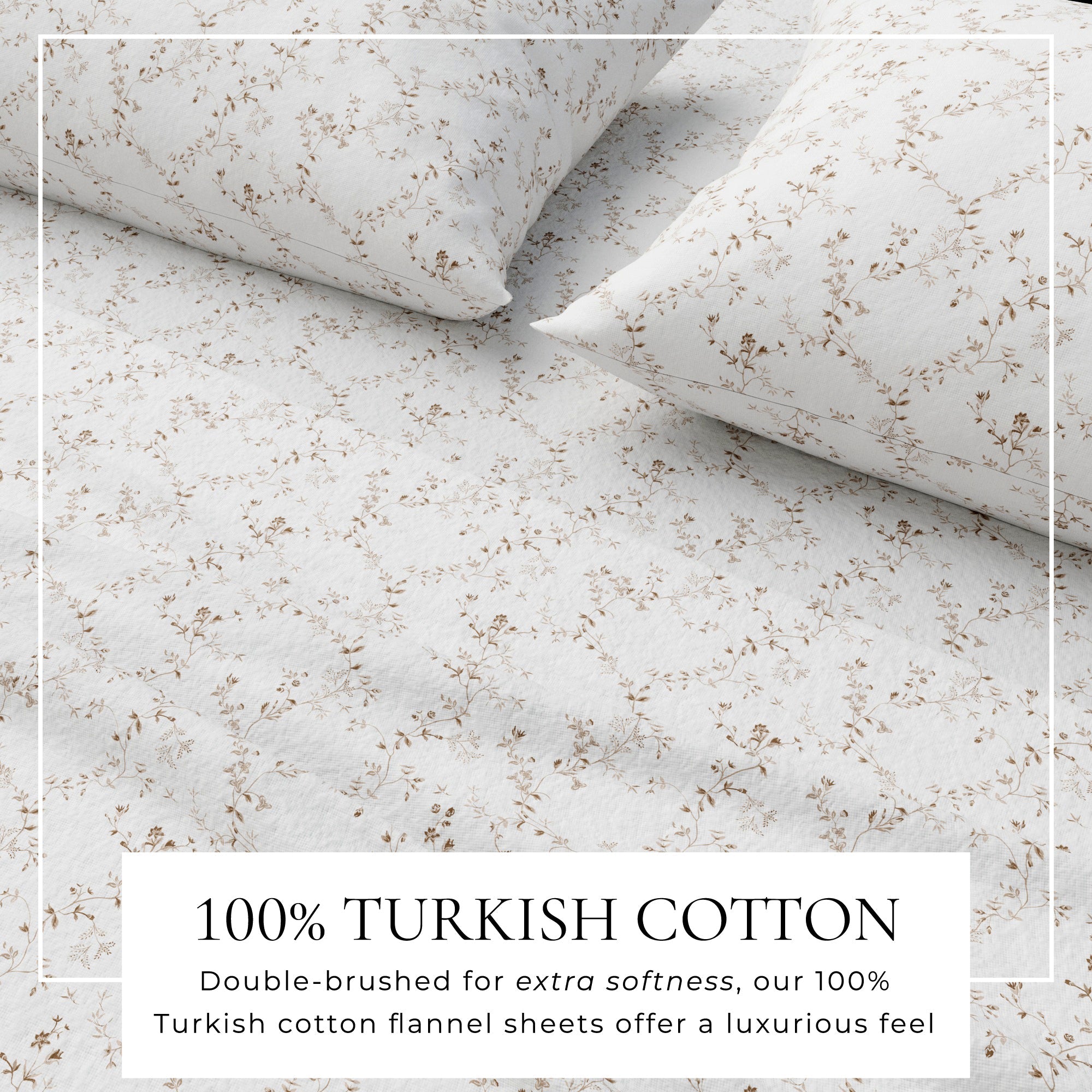 Parure de draps en flanelle de coton turc - Collection florale d'hiver