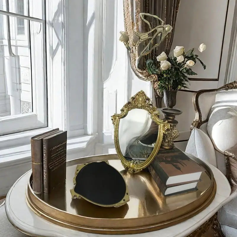 Baroque-Style Oval Mirror - Ornate Gold Frame