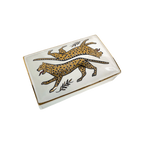 Bagheera Keramikdose – Doppeltes Leoparden-Design mit 24 Karat Goldrand