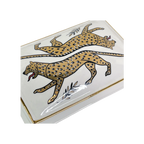 Bagheera Keramikdose – Doppeltes Leoparden-Design mit 24 Karat Goldrand