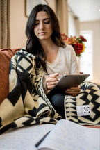 Awa Blanket - Black / Natural Recycled Acrylic