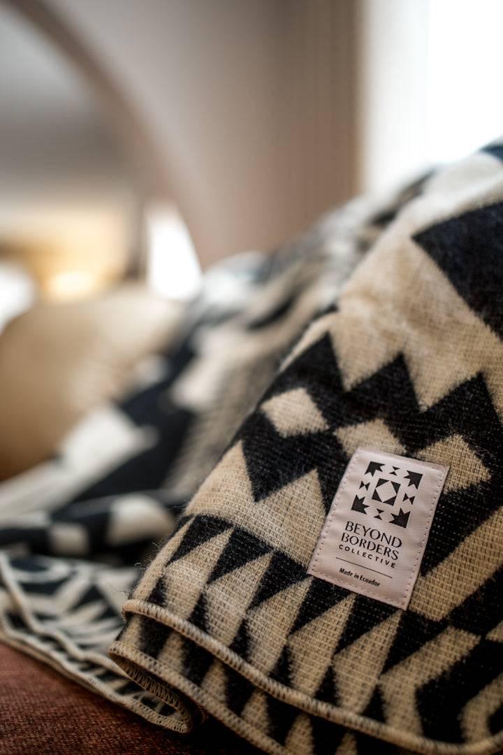 Awa Blanket - Black / Natural Recycled Acrylic