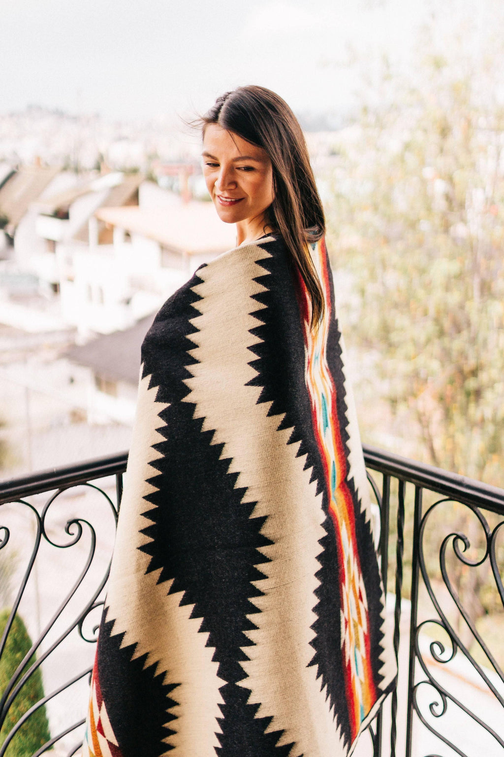 Tsachila Blanket - Black with Autumn Accents