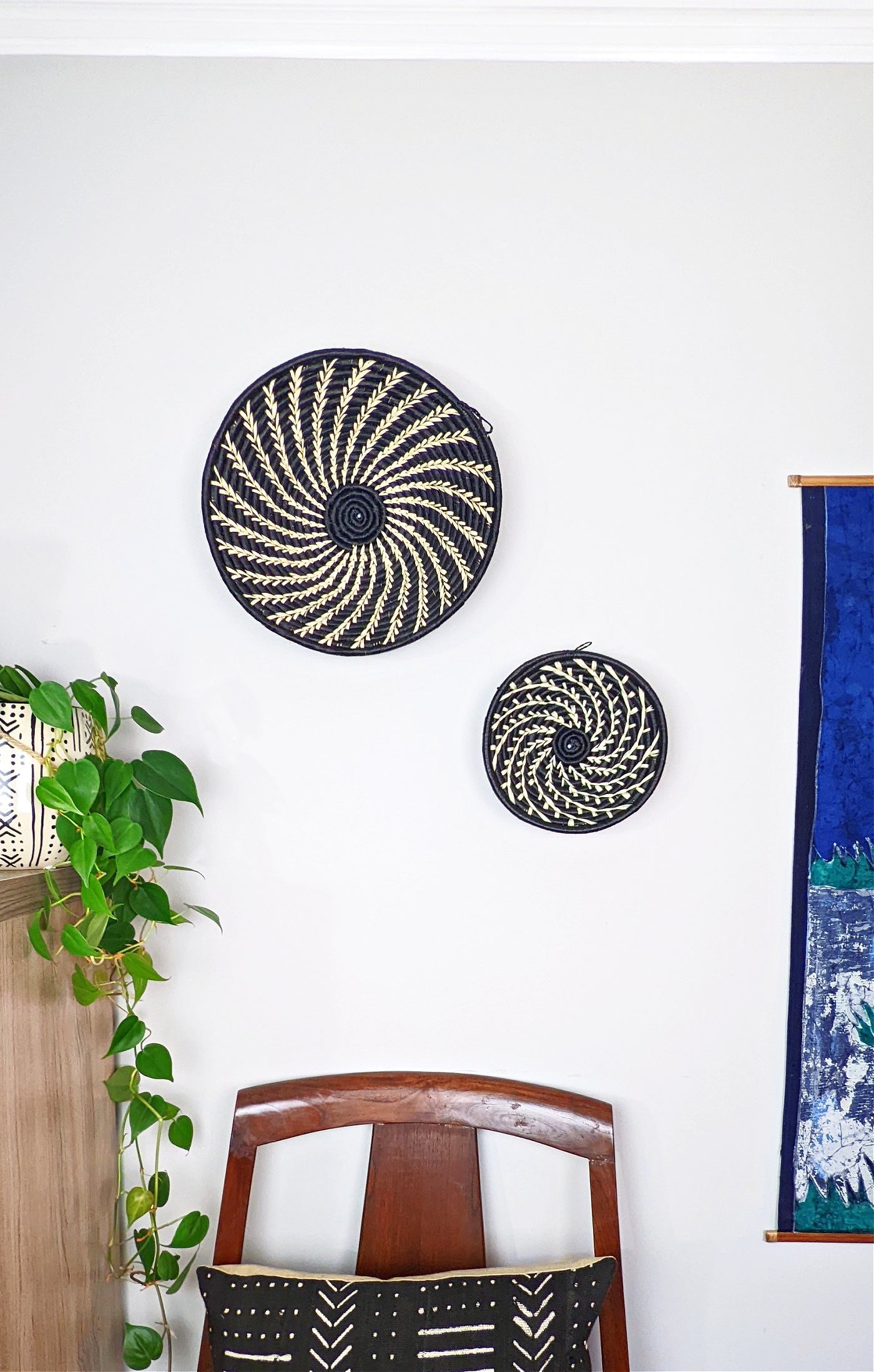 Small Woven Raffia African Baskets - Multiple Colors