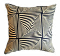 African Print Fabric Pillow Cover - Black Beige Abstract Pattern