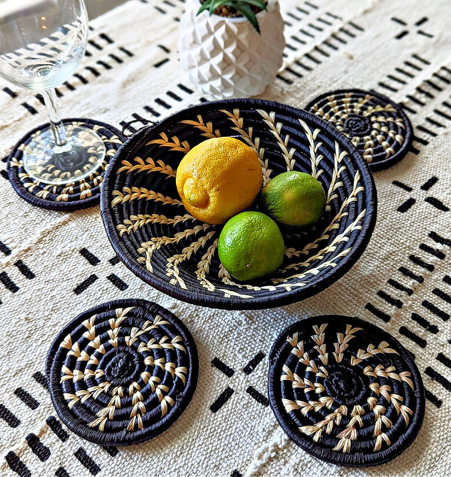 Small Woven Raffia African Baskets - Multiple Colors