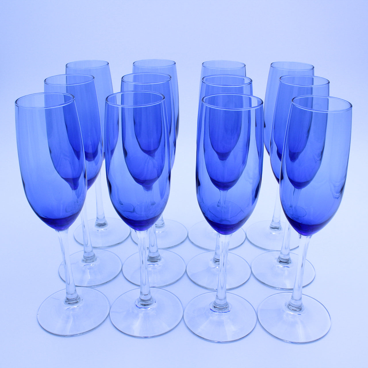 Libbey Vina Blue Champagne Flutes — Set of 12