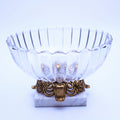 Ribbed Glass Centerpiece Bowl on Marble Base