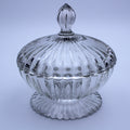 Jeannette Glass National Pattern Footed Candy Dish with Lid — Clear