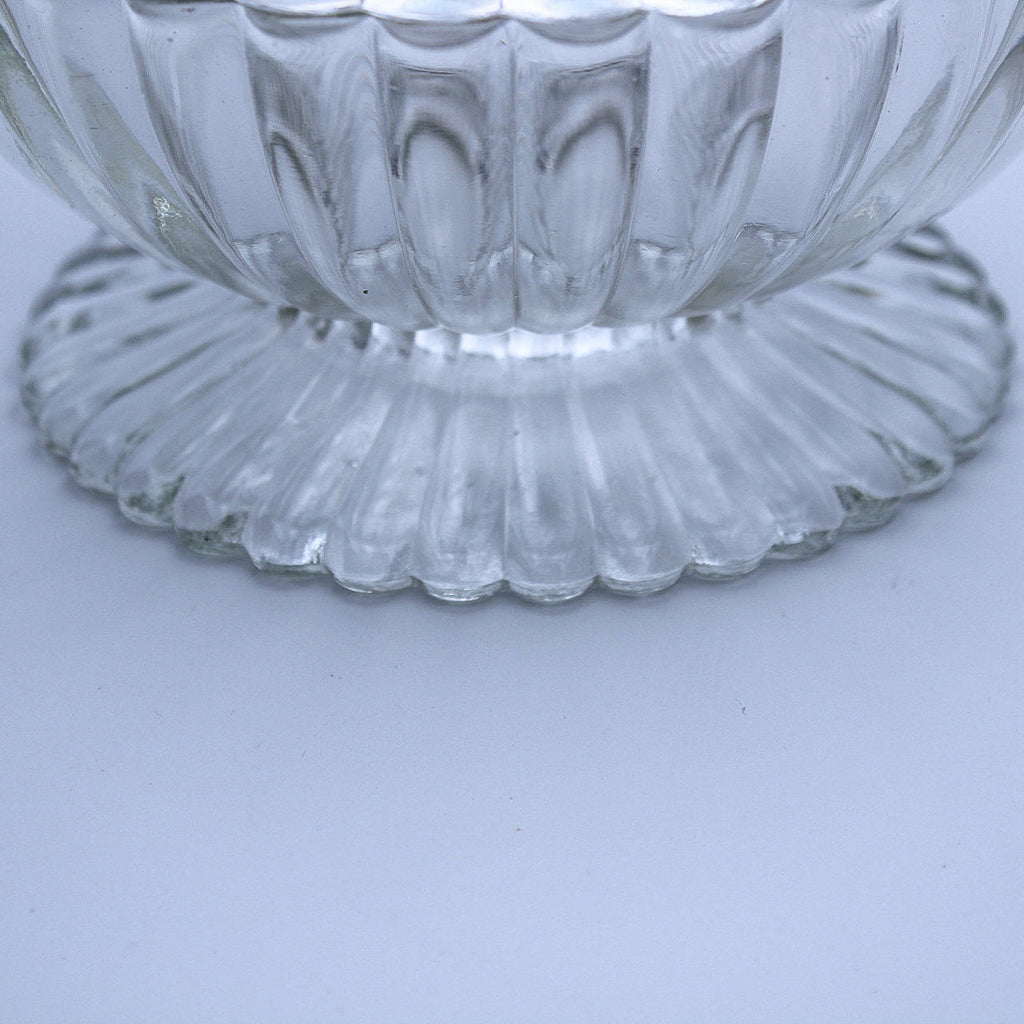 Jeannette Glass National Pattern Footed Candy Dish with Lid — Clear