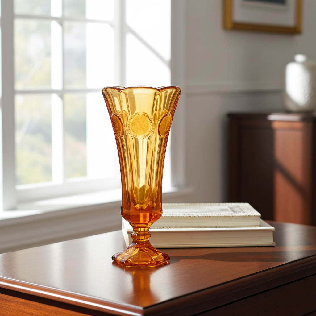 Amber Coin Glass Vase — Fostoria